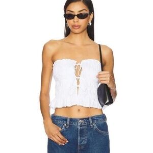 MORE TO COME Valentina Top White Ruched Strapless Top size small new with tags